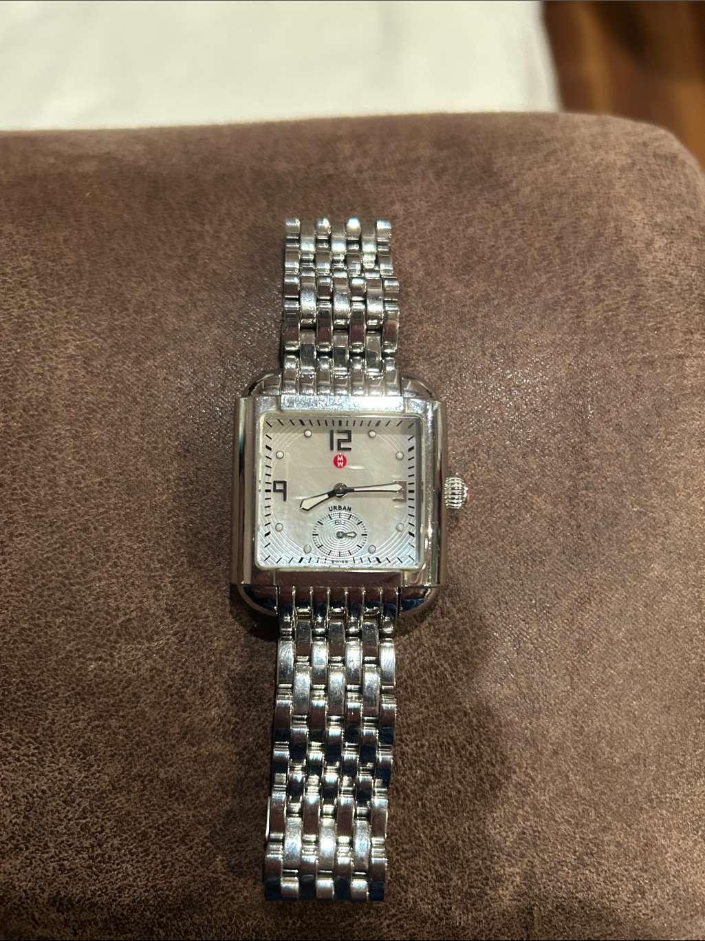 Michele Silver Rectangular Stainless Steel Bracelet Watch